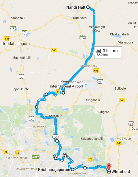 Nandi Halt to Whitefield